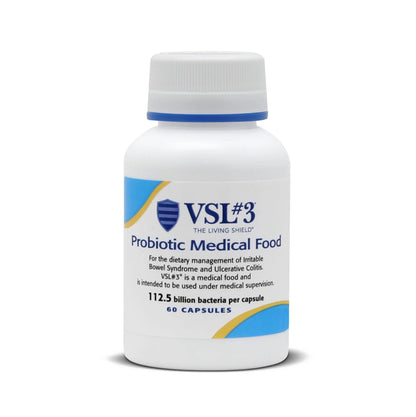 VSL#3® Probiotics for Digestive Health, IBS & UC Symptoms - 112.5B CFUs, High-Potency, Multi-Strain, Live, Refrigerated Probiotic, Medical Food for Gut Health Support in Men & Women, 60 Capsules VSL #3Buy Supplements Australia
