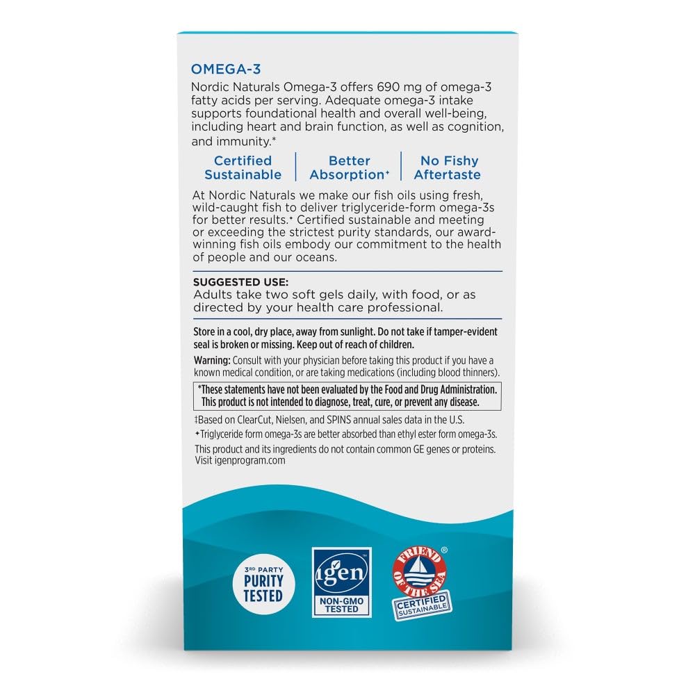Nordic Naturals Omega-3, Lemon Flavor - 180 Soft Gels - 690 mg Omega-3 - Fish Oil - EPA & DHA - Immune Support, Brain & Heart Health, Optimal Wellness - Non-GMO - 90 Servings Nordic Naturals buy supplements Au