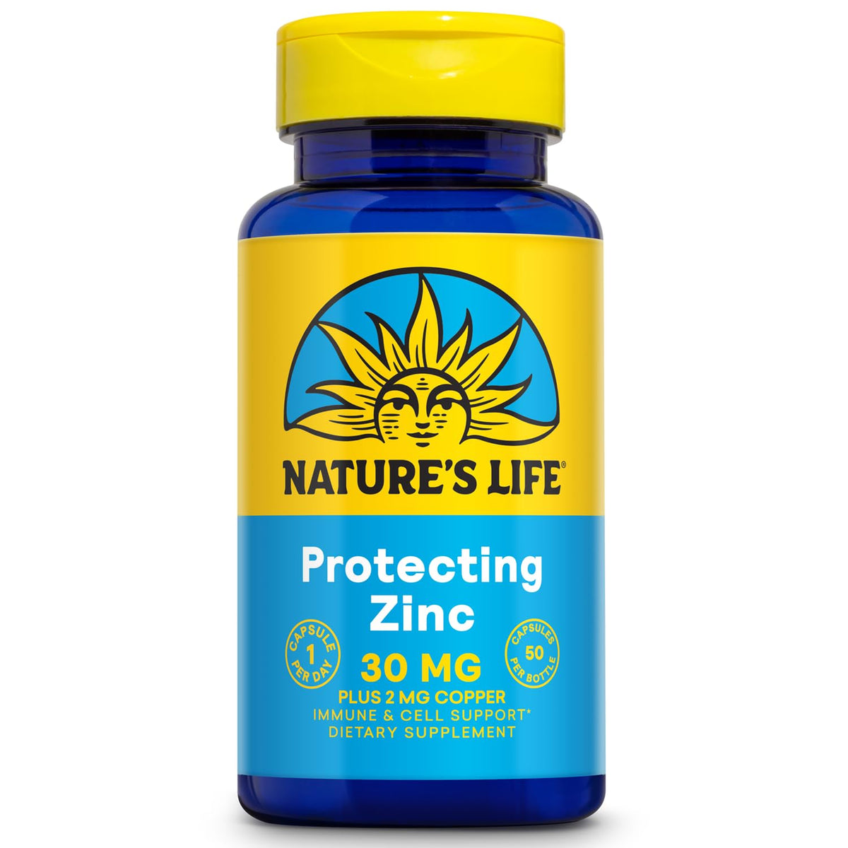 Nature's Life Zinc Picolinate 30mg Plus 2mg of Copper - Chelated Zinc Supplement for Immune, Cardiovascular, Skin, Cellular Function, and Muscle Support - 60-Day Guarantee - 50 Servings, 50 Capsules Nature's LifeBuy Supplements Australia