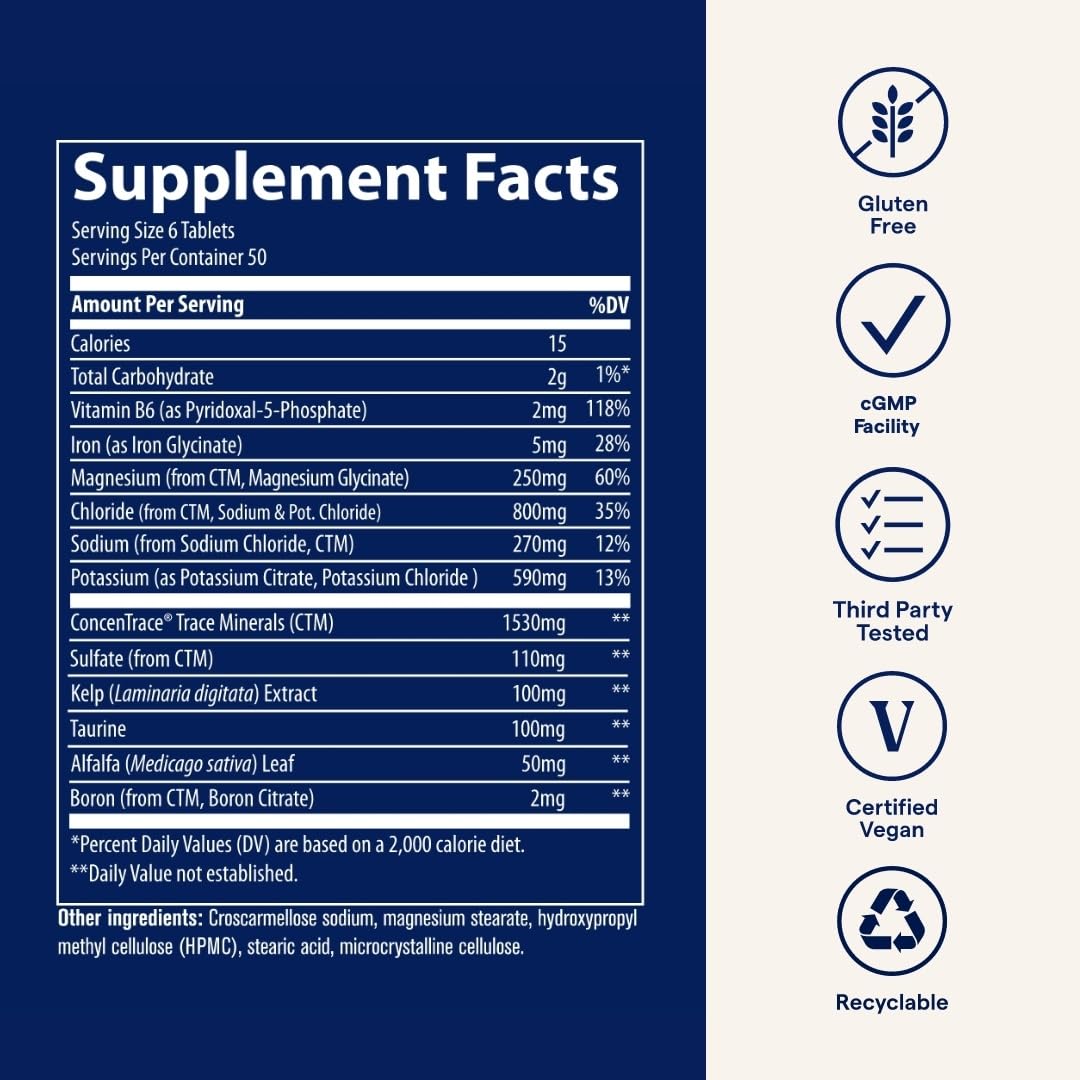 Trace Minerals Electrolyte Stamina - Daily Hydration Supplement for Electrolyte Balance - Energy Support - Full Spectrum of Ionic Minerals - Vegan - Gluten-Free - 300 Count (50 Servings) Trace MineralsBuy Supplements Australia