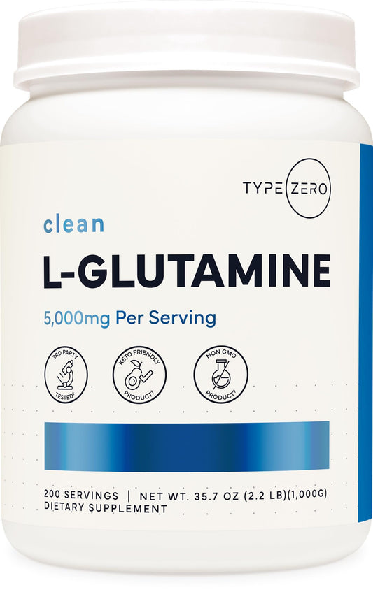 Type Zero L Glutamine Powder, 200 Servings of 5000mg - 6 Month Supply, for Gut Health, Gastrointestinal Lining Support & Recovery for Women/Men - Vegan, Gluten Free, No Fillers, Unflavored Type ZeroBuy Supplements Australia