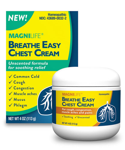 MagniLife Breath Easy Chest Cream, 4 oz, Cough & Muscle Pain Relief Cream for Adults, Chest Rub for Mucus Removal and Nasal Congestion Relief, Natural Topical, Unscented MagniLifeBuy Supplements Australia