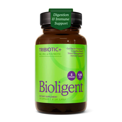 BIOLIGENT Tribiotic+ Prebiotic, Probiotic and Postbiotic Supplement for Women & Men, Gut Health, Immune Support, Bloating Relief, Daily Microbiome and Digestive Support, 30 Capsules, 30 Day Supply BIOLIGENTBuy Supplements Australia
