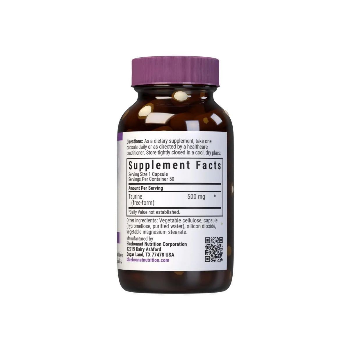 Bluebonnet Taurine 500 mg Vitamin Capsules, 50 Count BlueBonnetBuy Supplements Australia