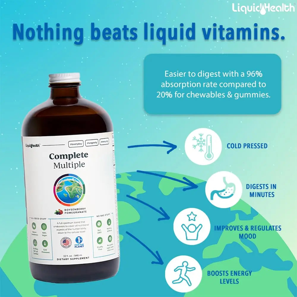 LIQUIDHEALTH Complete Multiple & Mega Energy B-Complex Daily Liquid Vitamins Bundle for Adults - Immune System Support, Increase Energy, Gut & Heart Health LIQUIDHEALTHBuy Supplements Australia