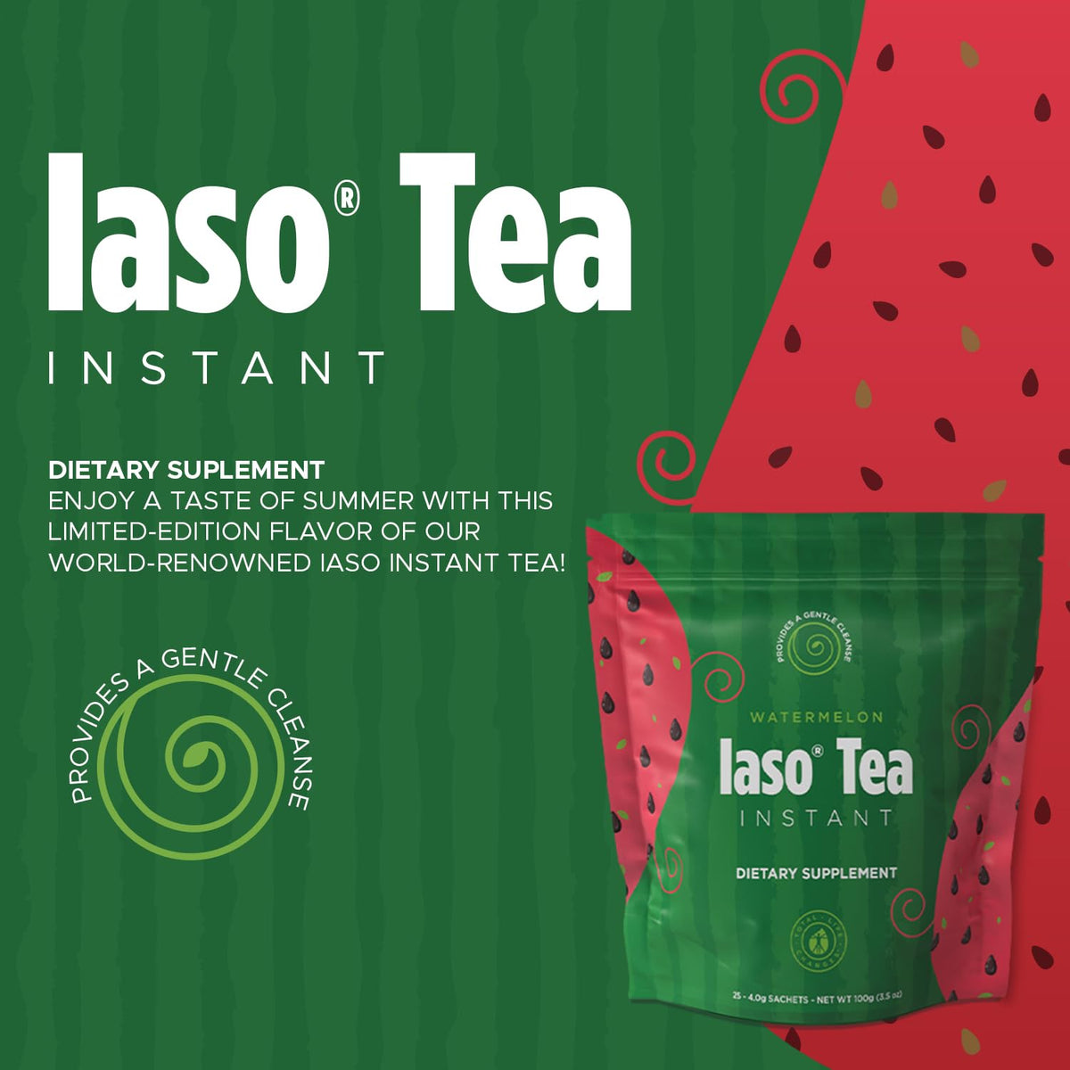 Iaso Instant Tea Watermelon Flavor - 4 grams (25 Sachets) Total Life ChangesBuy Supplements Australia