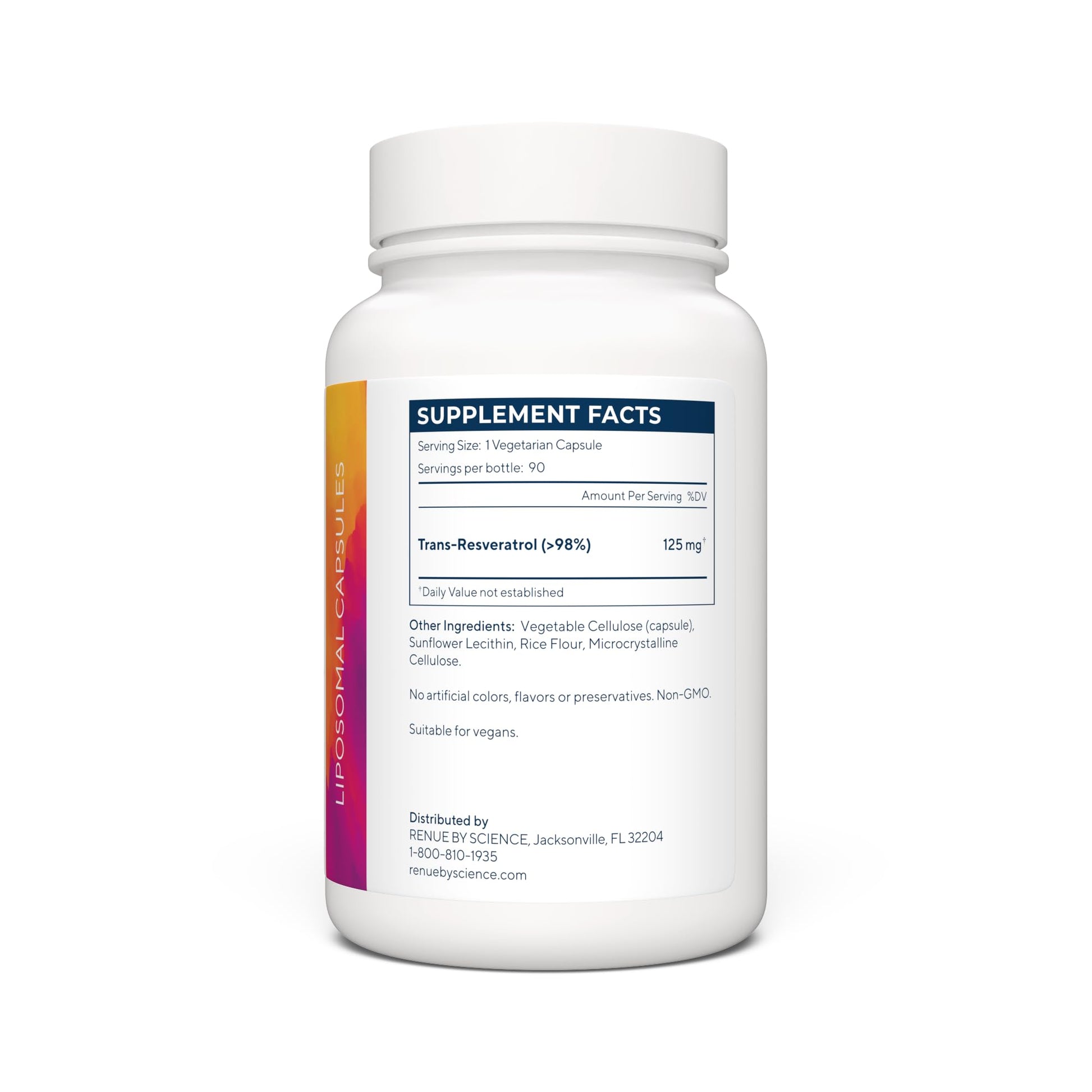 Renue By Science Resveratrol | High Strength Liposomal Resveratrol Supplement | 90 Trans Resveratrol Capsules - 125mg Reservatrol per Serving | Non-GMO | Made in The USA Third-Party Tested Renue By ScienceBuy Supplements Australia