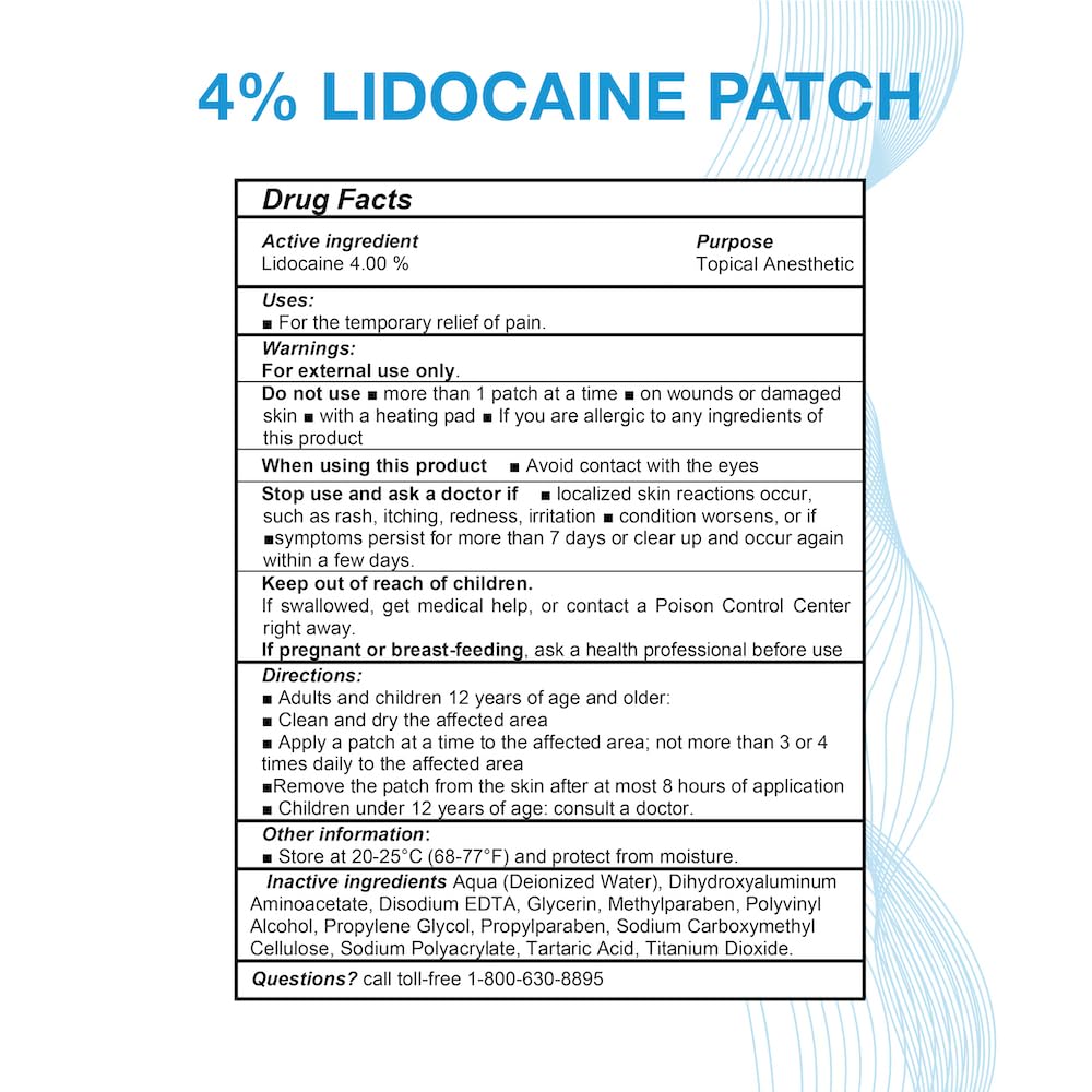 Puregen Labs Lidocaine 4% Numbing Patch - Total 60 Patches Maximum Strength | Fast Acting Temporary Relief of Aches | Back, Neck, Shoulders, Elbows and Knees P Puregen LabsBuy Supplements Australia