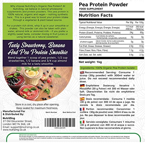 Award Winning Vegan Pea Protein Powder - Organic & Pure - Canadian Peas - No Soy, No Gluten NutriZingBuy Supplements Australia