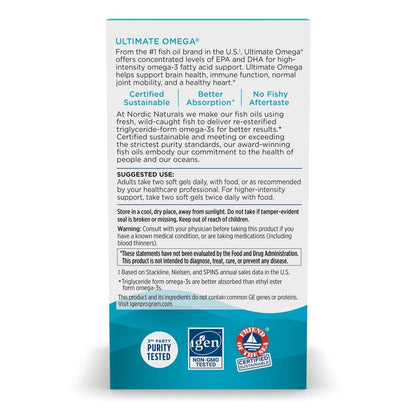 Nordic Naturals Ultimate Omega, Lemon Flavor - 180 Soft Gels - 1280 mg Omega-3 - High-Potency Fish Oil with EPA & DHA - Promotes Brain & Heart Health - Non-GMO - 90 Servings Nordic Naturals buy supplements Au