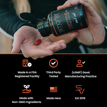 SmarterVitamins 200mg Caffeine Pills - MCT Oil from 100% Coconuts + 100mg L-Theanine, Energy and Focus SmarterVitamins canada supplements