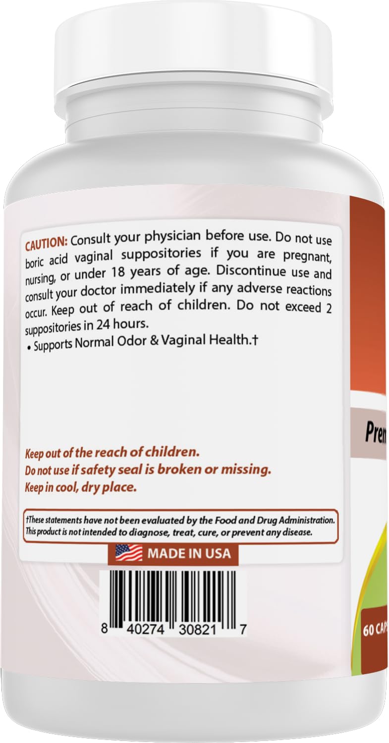 Best Naturals Boric Acid Vaginal Suppositories - Made in USA - USP Medical Grade Fine Powder, Easy Dissolve, Third Party Tested - 60 Count Best NaturalsBuy Supplements Australia