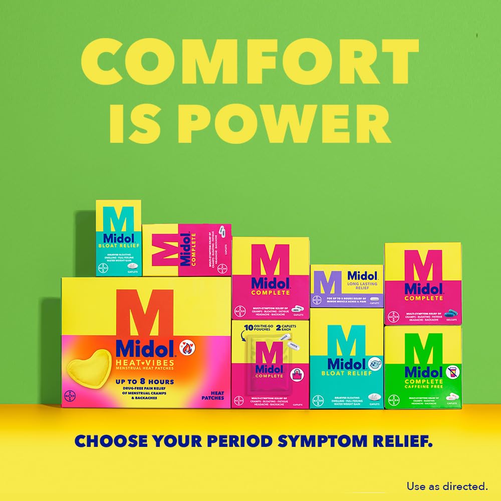 Midol Complete Caffeine Free Caplets 24ct: Midol Complete Caffeine Free Menstrual Pain Relief Caplets with Acetaminophen, Provides Headache Relief and Period Cramps Relief, 24 Count MidolBuy Supplements Australia