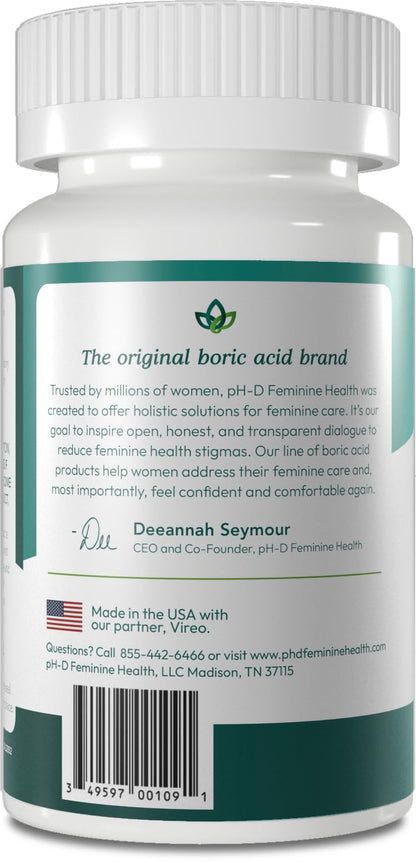 pH-D Feminine Health - 600 mg Boric Acid Suppositories - Woman Owned - for Vaginal Odor Use - 24 Count pH-D Feminine Health SupportBuy Supplements Australia