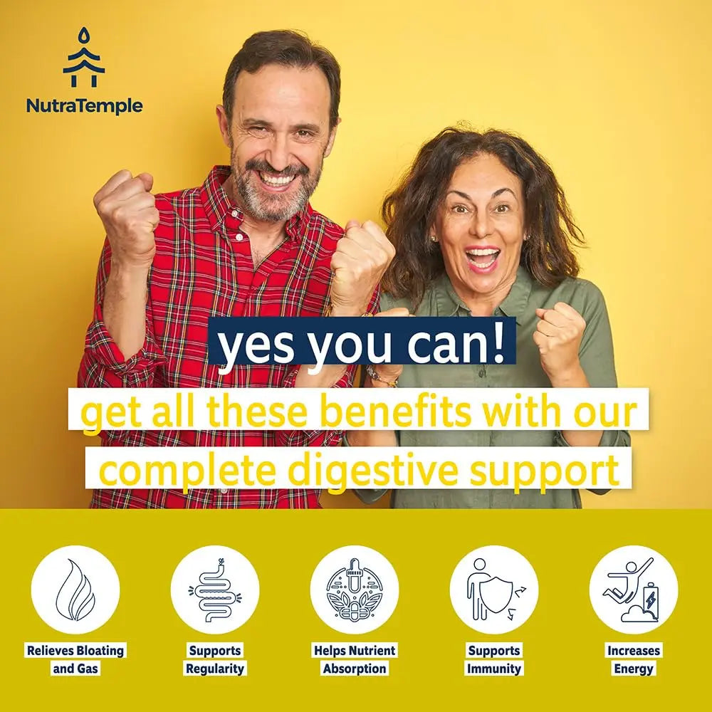 NUTRATEMPLE 4 in 1 Pre Post Probiotics & Digestive Enzymes for Women & Men - Digestive Health, Gut & Immune Support for Occasional Constipation, Diarrhea, Gas & Bloating – 60 Veggie Capsules NUTRATEMPLEBuy Supplements Australia
