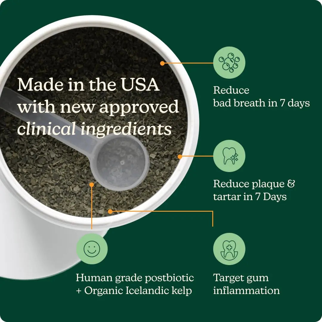 Reggie Dental Powder for Dogs | Reduce Bad Breath in 7 Days, Plaque & Tartar Control | Natural Dog Dental Supplement | Postbiotic Formula with Organic Kelp | Vet-Approved & Made in USA | 60 Servings ReggieBuy Supplements Australia