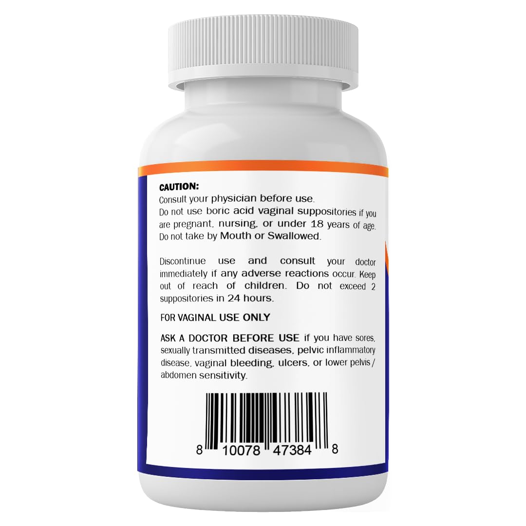 Vitamatic Boric Acid Vaginal Capsule Shell Suppositories 600 mg USP Grade Boric Acid in Vegetarian Capsule Shell - 60 Count VitamaticBuy Supplements Australia