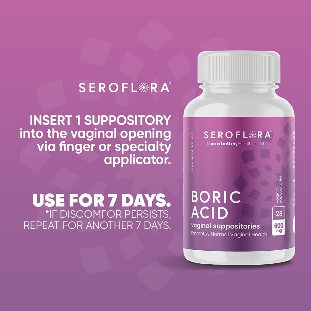 Seroflora Boric Acid Vaginal Suppositories 600 mg 28 Capsules - Boric Acid Pills for Women SerofloraBuy Supplements Australia