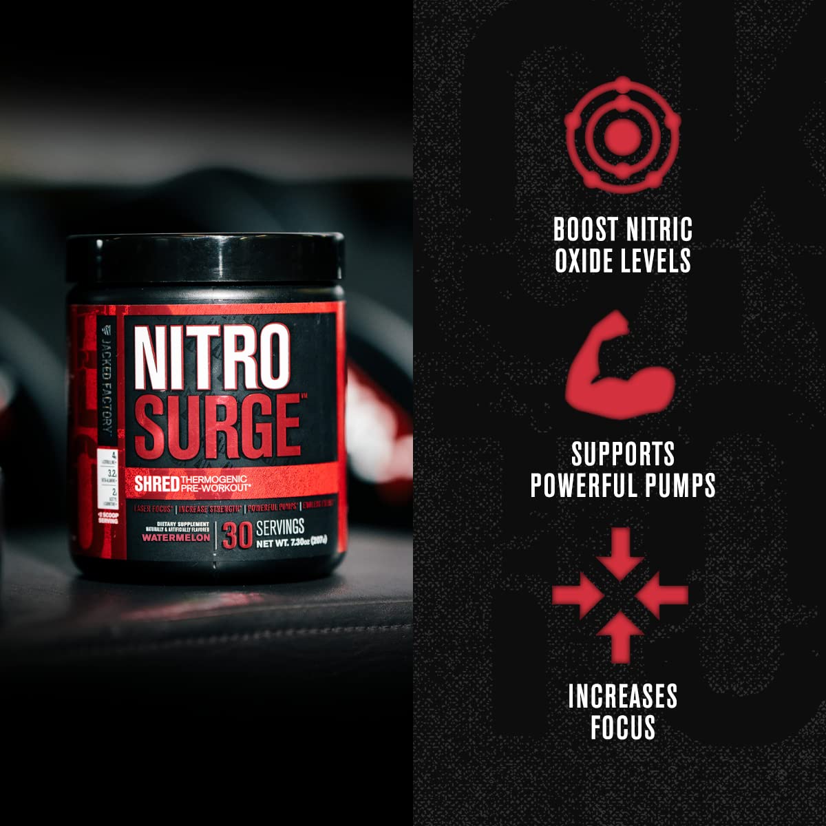 Jacked Factory Nitrosurge Shred Thermogenic Pre-Workout in Watermelon & N.O. XT Nitric Oxide Booster for Men & Women