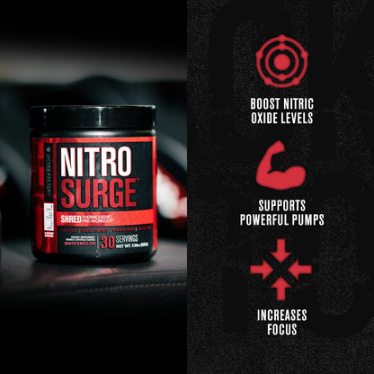Jacked Factory Nitrosurge Shred Thermogenic Pre-Workout in Watermelon & N.O. XT Nitric Oxide Booster for Men & Women