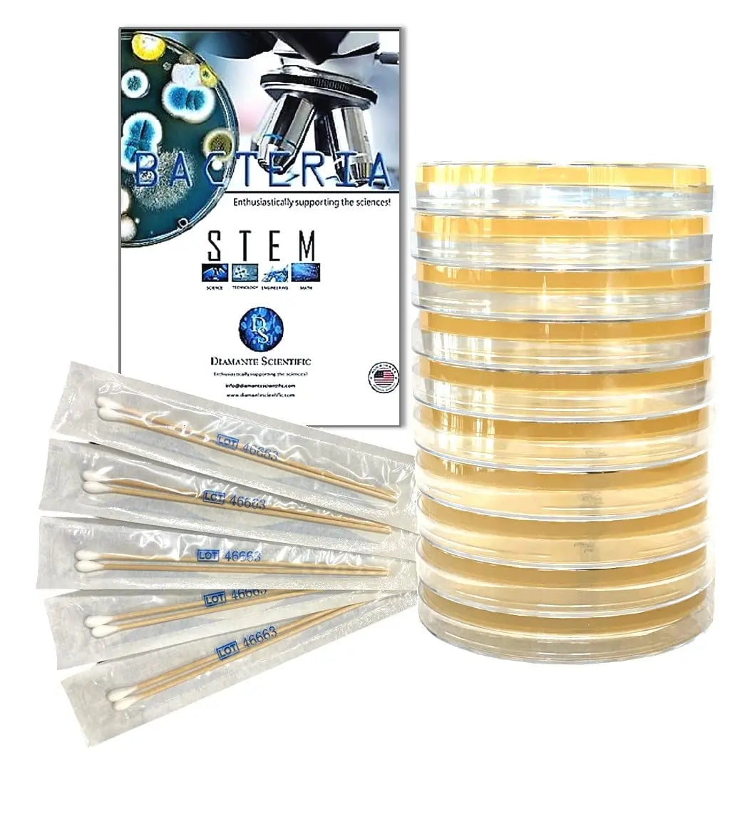 Diamante Scientific Essential Bacteria Kit. Pre-Poured Agar Plates & Swabs. Perfect for Kids. Great for Learning About Microbiology. STEM Education. Experiment Guide eBook Included! Diamante ScientificBuy Supplements Australia