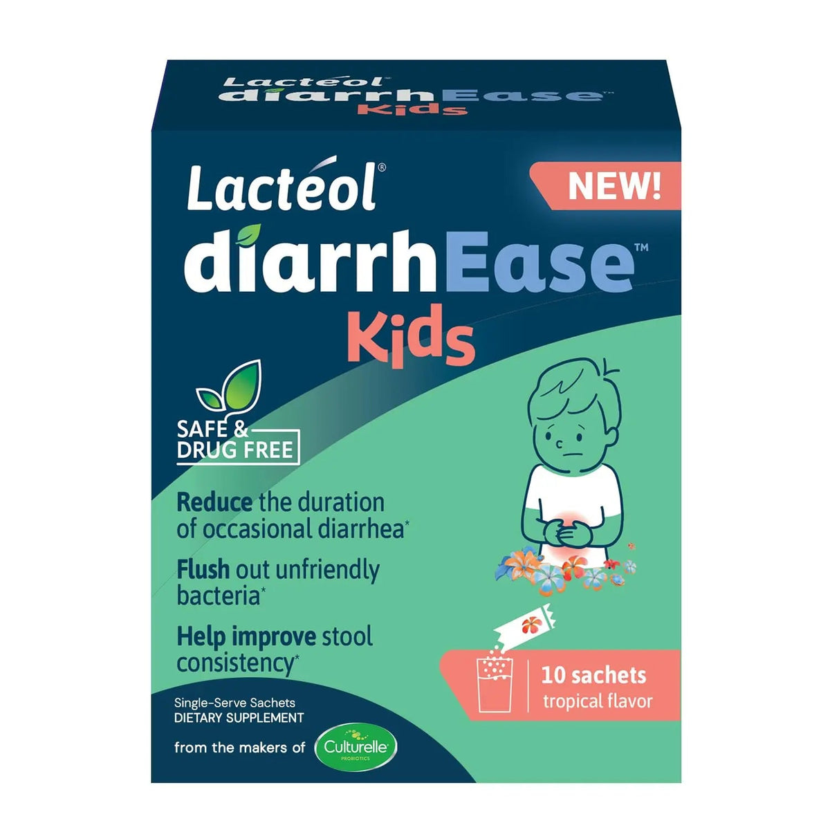 Lactéol diarrhEase Kids - a Safe, Drug Free and clinically Tested postbiotic Strain That Shortens The Duration of Occasional Diarrhea- Works Naturally with Your Child’s Body, 10 Count LactéolBuy Supplements Australia