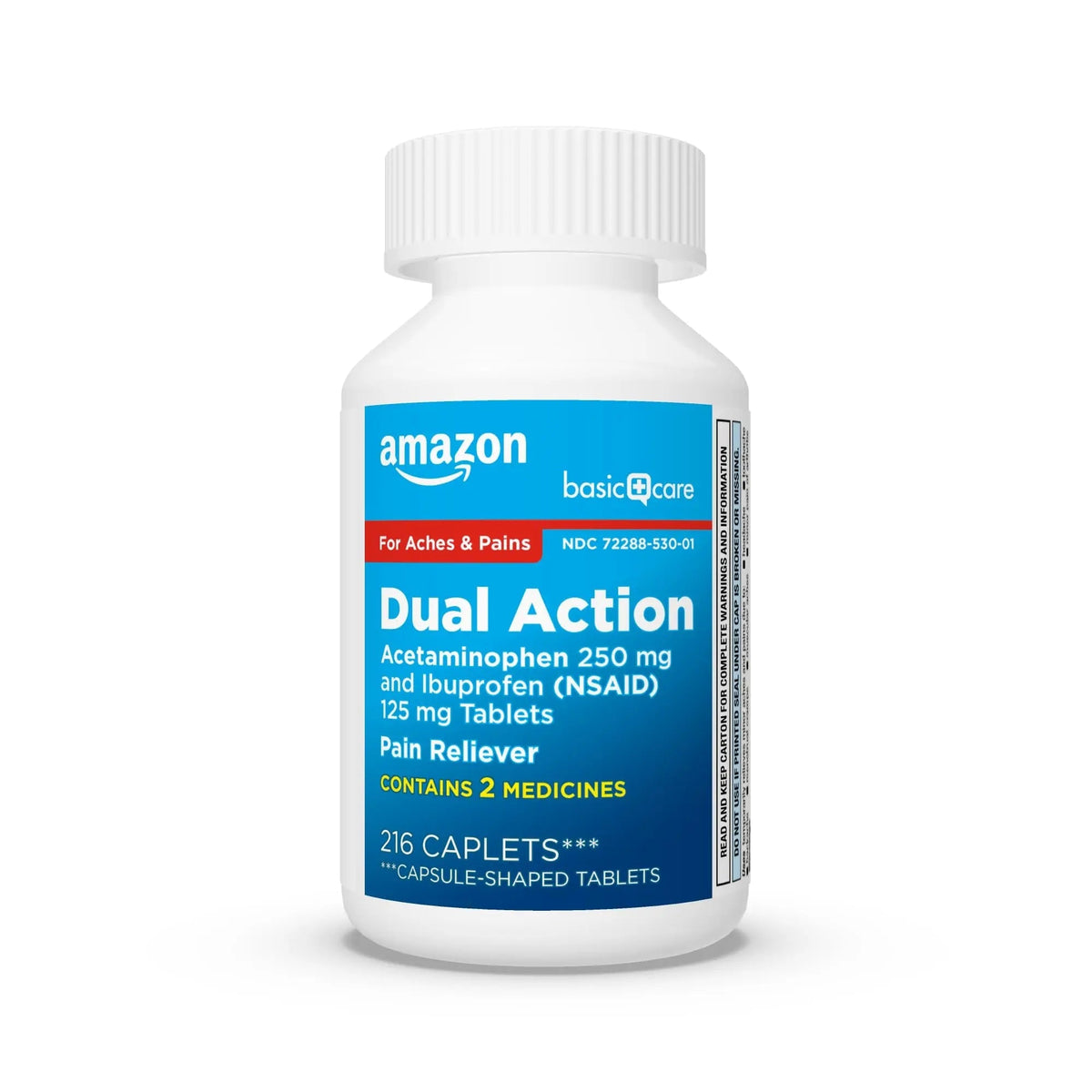 Amazon Basic Care Dual Action Acetaminophen 250 mg and Ibuprofen (NSAID) 125 mg Tablets, Pain Reliever for Headache, Backache, Menstrual Pain, Arthritis Pain Relief, 216 Count Amazon Basic CareBuy Supplements Australia