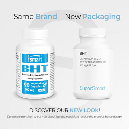 Supersmart - BHT Supplement 300mg per Day - Butylated Hydroxytoluene | Non-GMO & Gluten Free - 90 Vegetarian Capsules SupersmartBuy Supplements Australia