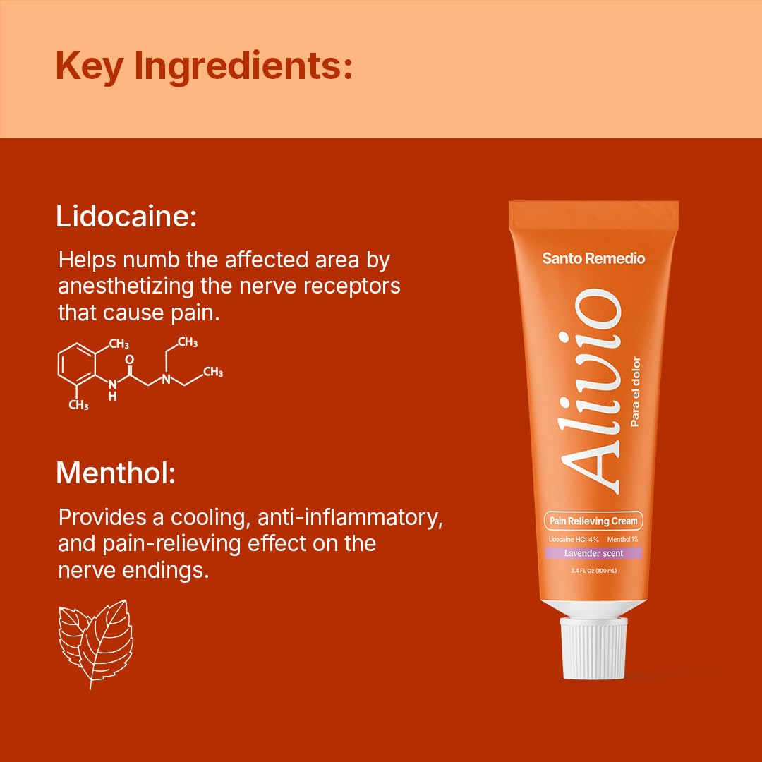 Santo Remedio Pain Relief Cream with Lidocaine & Menthol, Fast-Absorbing Non-Greasy Topical for Joint & Muscle Pain, Joint Support with MSM & Glucosamine, by Dr. Juan Rivera Santo RemedioBuy Supplements Australia