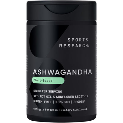 Sports Research® Ashwagandha Softgels with Coconut MCT Oil - Natural Adaptogen Made with Shoden® Ashwa for Relaxation, Calm & Sleep Support - Gluten Free & Vegan Friendly - 60 Count Sports ResearchBuy Supplements Australia