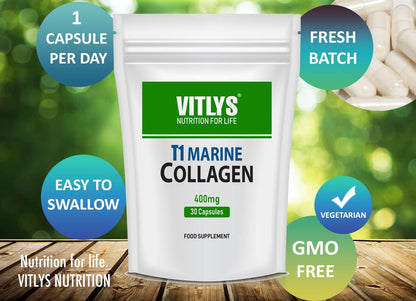 Optimum Marine Collagen 30 Capsules - 1 Month Supply - One Per Day Hydrolysed Collagen VitlysBuy Supplements Australia