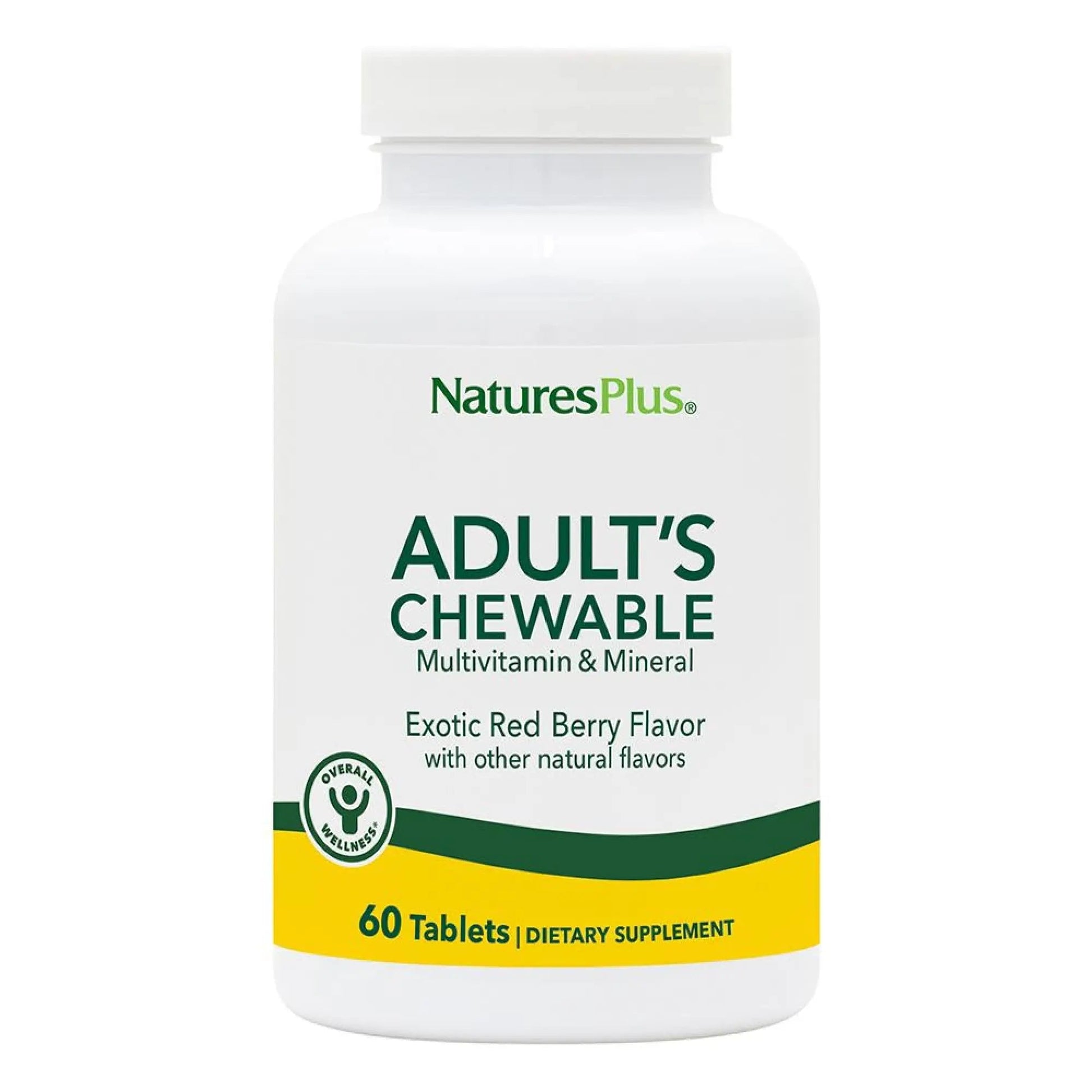 NaturesPlus Adult's Chewable - 60 Tablets, Exotic Red Berry Flavor - Multivitamin & Mineral - Vegetarian, Gluten Free - 60 Servings NaturesPlus