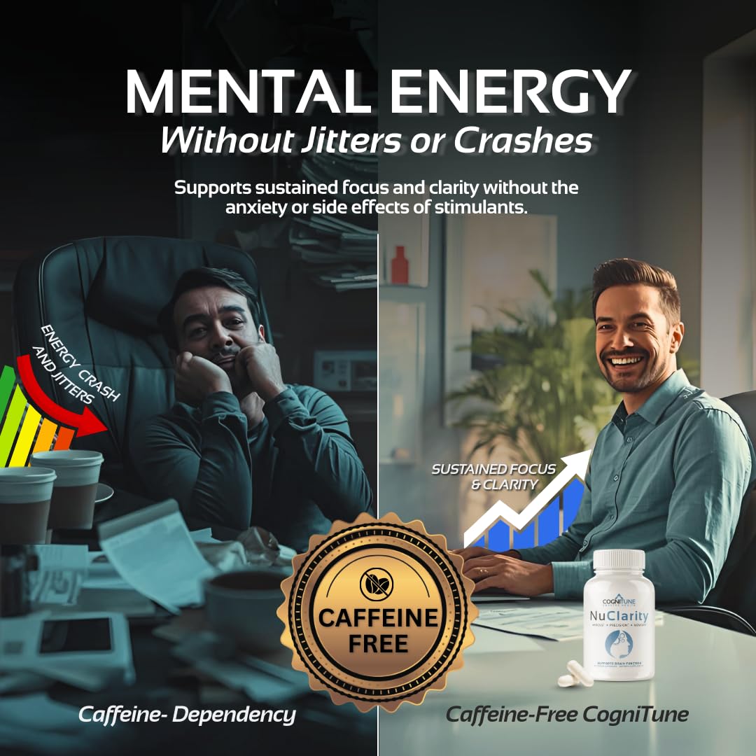 CogniTune NuClarity Brain Supplement for Memory and Focus - Caffeine-Free Nootropic for Mental Clarity Without Jitters - with Ginkgo Biloba, Bacopa Monnieri, Alpha-GPC for Cognitive Support CogniTuneBuy Supplements Australia
