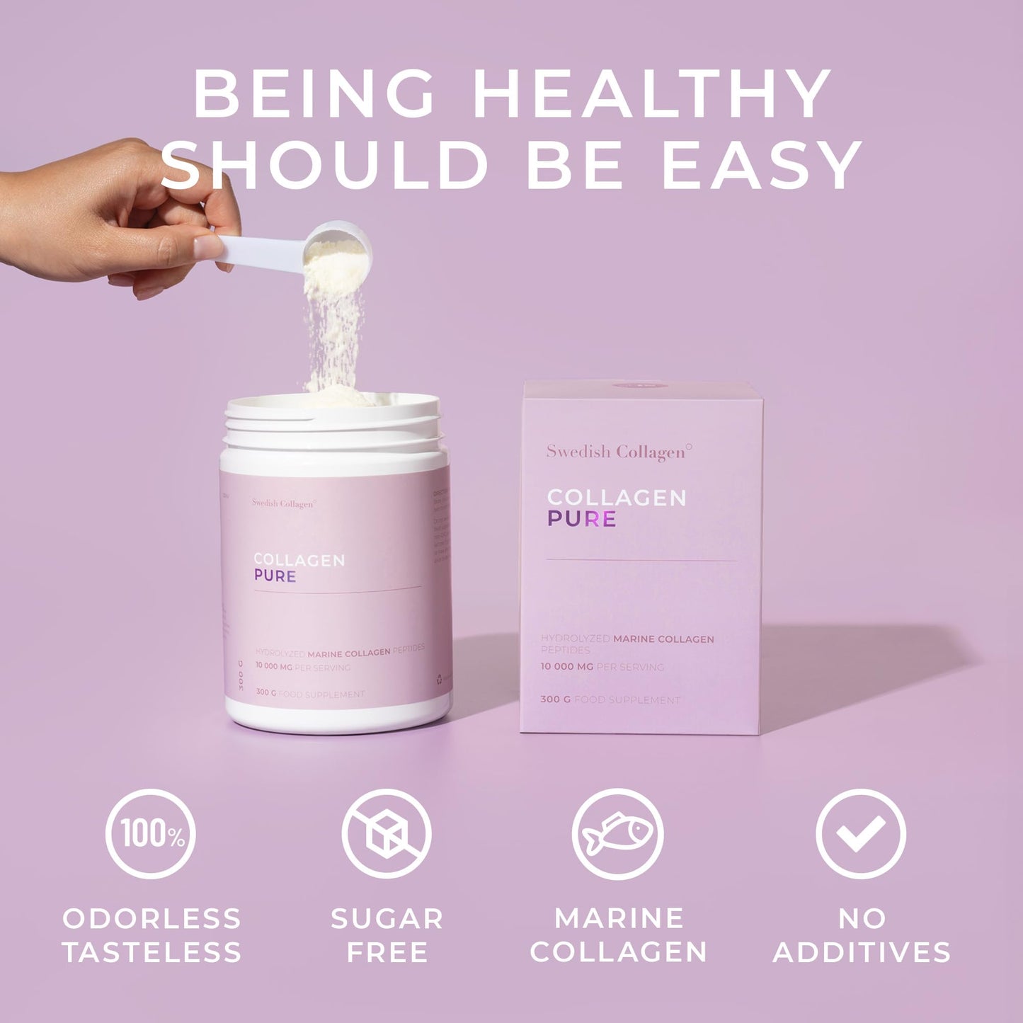 Swedish Collagen - Hydrolyzed Marine Collagen 10,000 mg Powder Supplement - Pack of 300 g, 30 Day Supply | Pure Peptide for Healthy Hair, Skin, Nails & Joints I 100% Natural & Gluten Free | Sugar-Free Swedish Collagen buy supplements Au