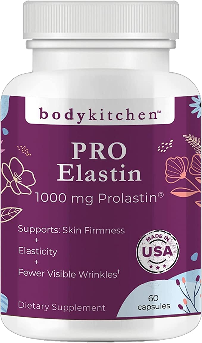Body Kitchen Pro-Elastin, 1000 mg Elastin Supplement, Help Reduce Signs of Aging, Improved Skin Health, Firmness & Elasticity, Fewer Wrinkles, Veggie Caps, (Pack of 1) Body Kitchen buy supplements Au