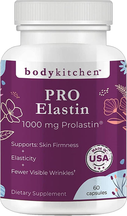 Body Kitchen Pro-Elastin, 1000 mg Elastin Supplement, Help Reduce Signs of Aging, Improved Skin Health, Firmness & Elasticity, Fewer Wrinkles, Veggie Caps, (Pack of 1) Body Kitchen buy supplements Au