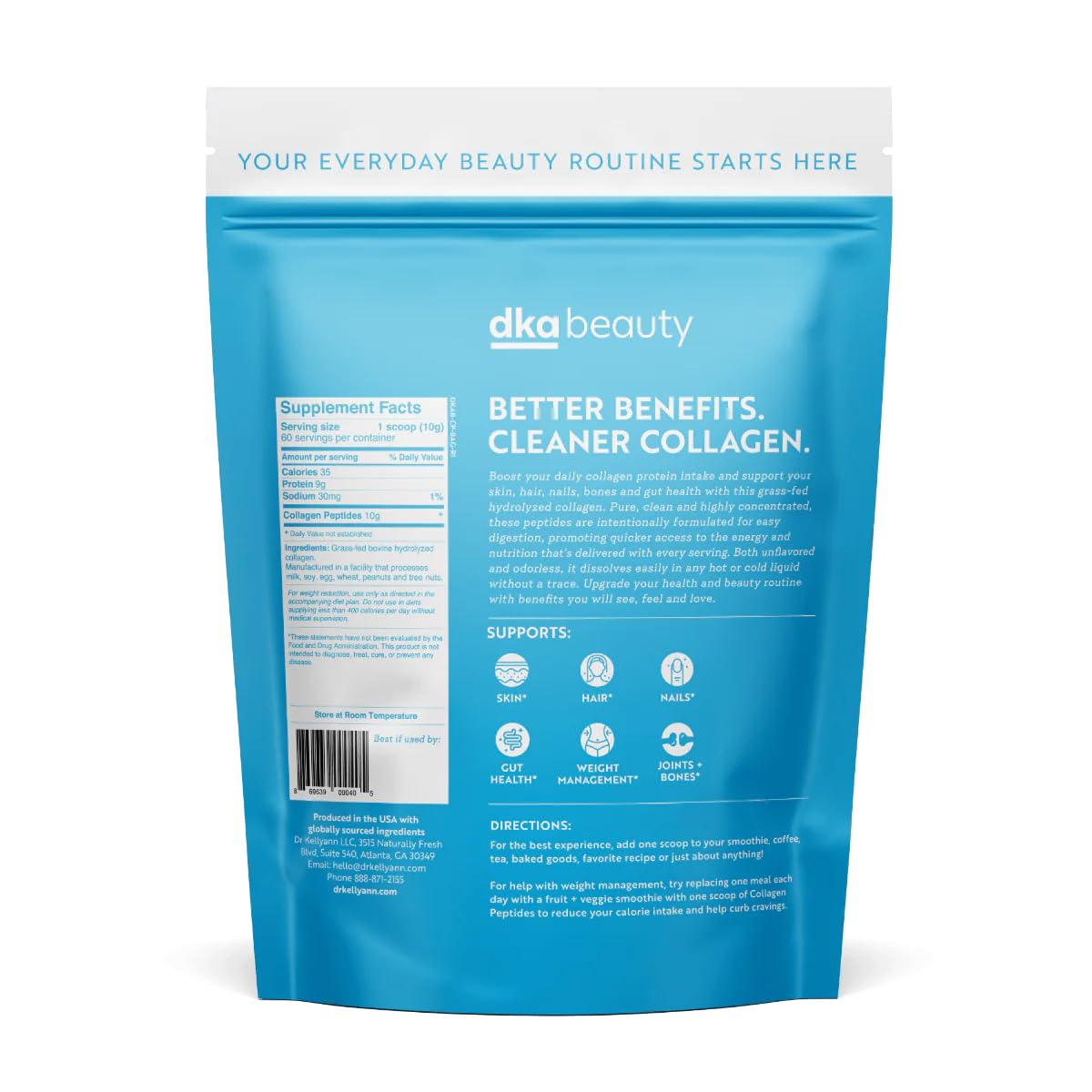 Dr. Kellyann Unflavored Collagen Peptides Powder (60 Servings) – Grass-Fed, Keto & Paleo-Friendly, Non-GMO, Gluten-Free, 1 Pack Dr. Kellyann buy supplements Au