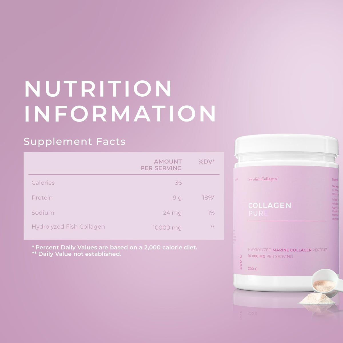 Swedish Collagen - Hydrolyzed Marine Collagen 10,000 mg Powder Supplement - Pack of 300 g, 30 Day Supply | Pure Peptide for Healthy Hair, Skin, Nails & Joints I 100% Natural & Gluten Free | Sugar-Free Swedish Collagen buy supplements Au