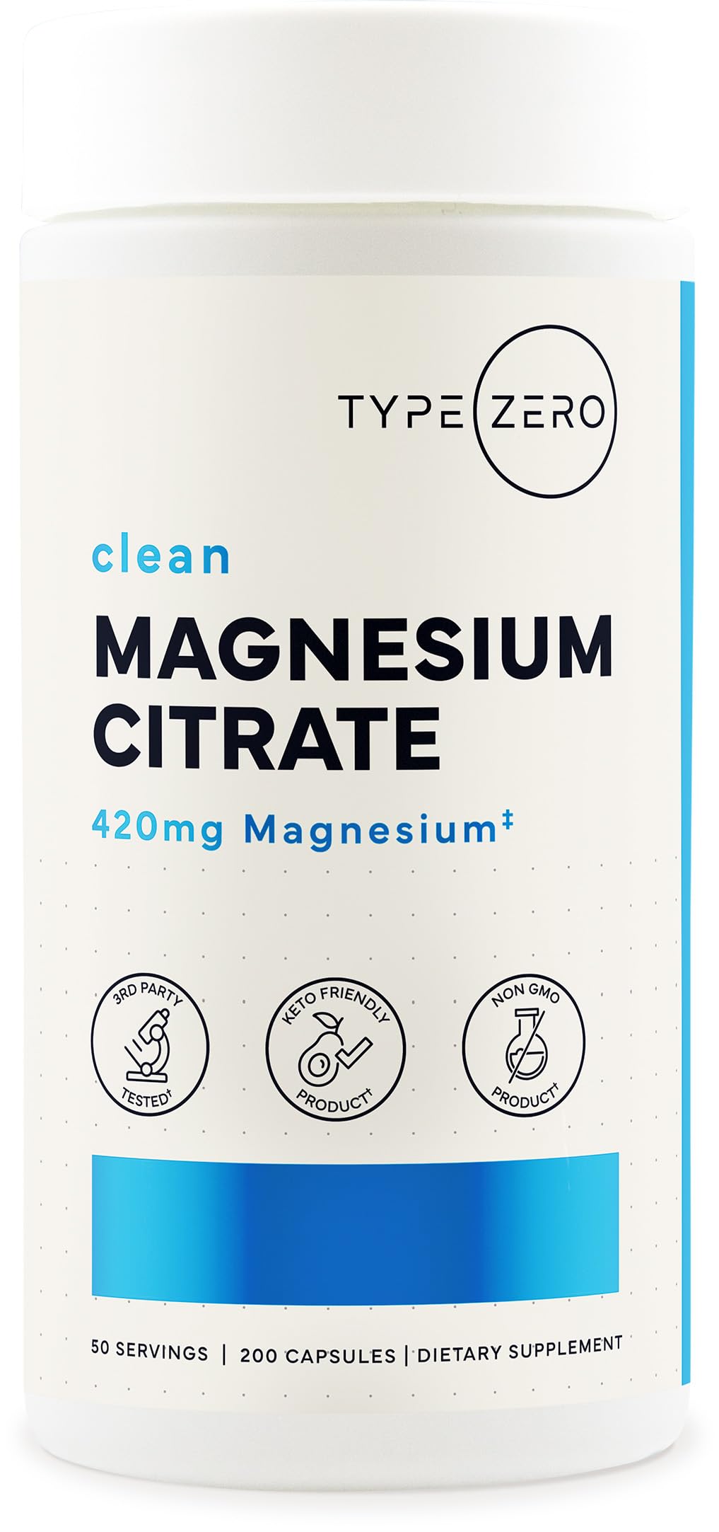 Type Zero Clean Magnesium Citrate Capsules (420mg Per Serving - 200 Capsules) Pure Magnesium Citrate Supplement, Non-GMO - Gluten Free, 50 Servings Type ZeroBuy Supplements Australia