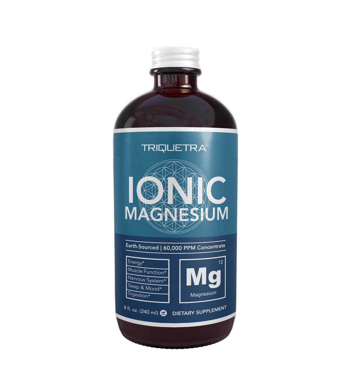 Liquid Magnesium | 8 oz - Ionic Magnesium Chloride, Highest & Fastest Absorption - Calm Mood, Sleep, Muscle Cramps & Spasms, Natural Laxative – Vegan, Glass Bottle (96 Servings) Triquetra HealthBuy Supplements Australia