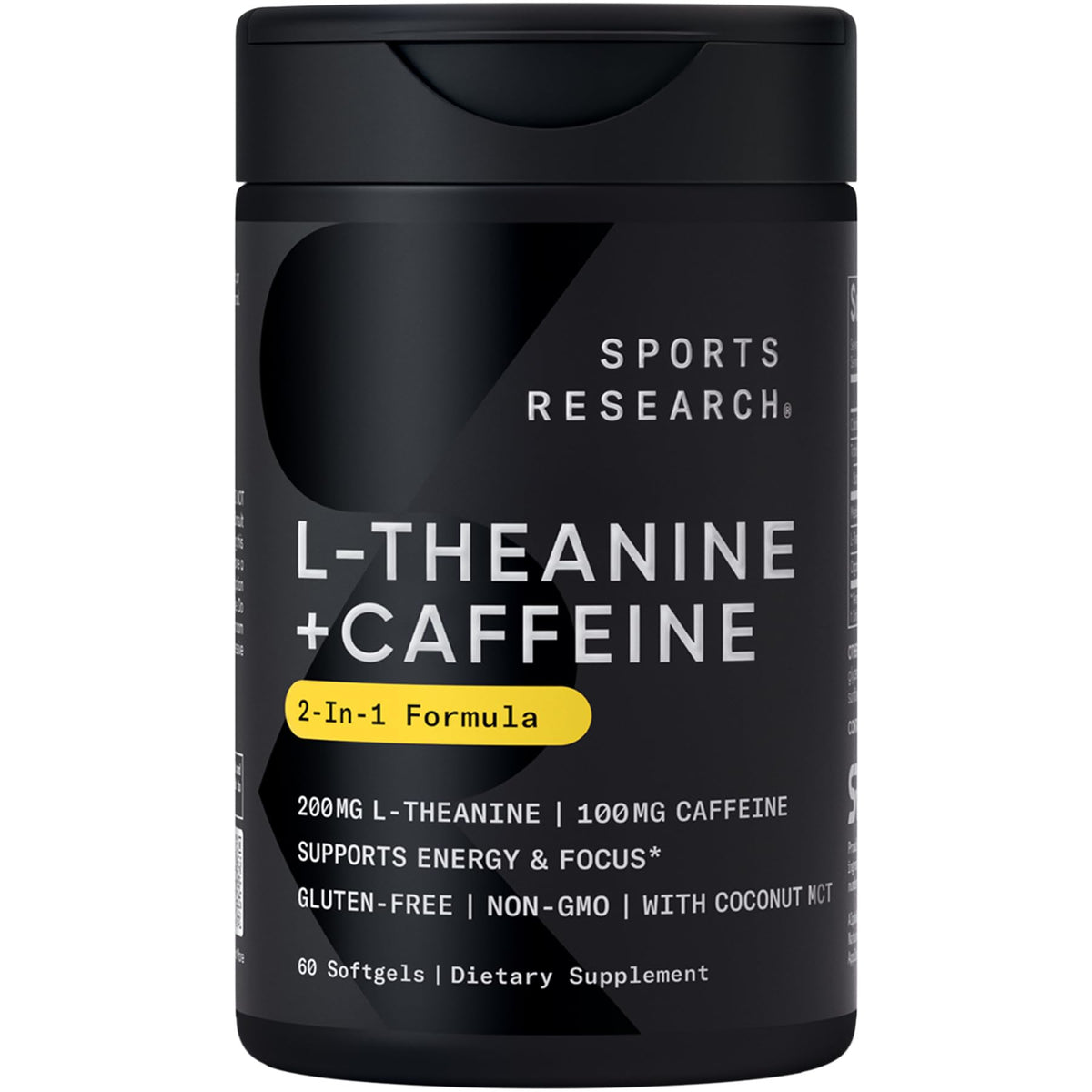 Sports Research L-Theanine Supplement with Caffeine & Coconut MCT Oil - Focused Energy, Alertness & Relaxation Without Drowsiness - 200mg L Theanine, 100mg Organic Caffeine - 60 Liquid Softgels Sports ResearchBuy Supplements Australia