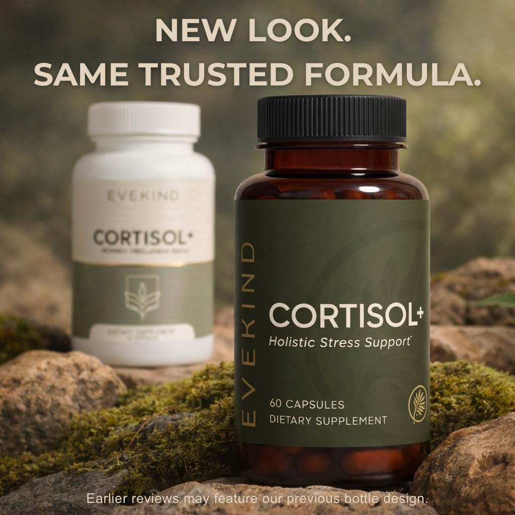 EVEKIND Cortisol Manager + Women’s Stress Relief & Hormone Balance Supplement – Adrenal Support for Mood, Focus & Energy – KSM-66® Ashwagandha, Rhodiola, L-Theanine – Vegan, Non-GMO, 60 Capsules EVEKINDBuy Supplements Australia