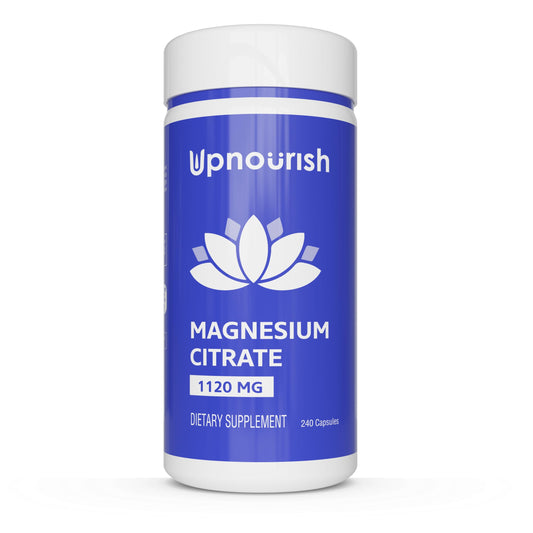UpNourish Pure Magnesium Citrate (Citrato de Magnesio) 1120mg, 240 Capsules - High Absorption Magnesium Supplement for Women & Men - Natural Calm Magnesium for Constipation, Relax, Cramp Defense UpNourishBuy Supplements Australia