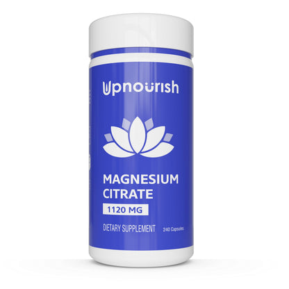 UpNourish Pure Magnesium Citrate (Citrato de Magnesio) 1120mg, 240 Capsules - High Absorption Magnesium Supplement for Women & Men - Natural Calm Magnesium for Constipation, Relax, Cramp Defense UpNourishBuy Supplements Australia