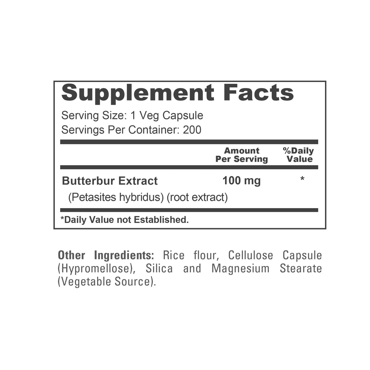 NusaPure Butterbur Extract 100mg per caps 200 Veggie Capsules (Non-GMO, Vegetarian, Vegan) NusaPureBuy Supplements Australia