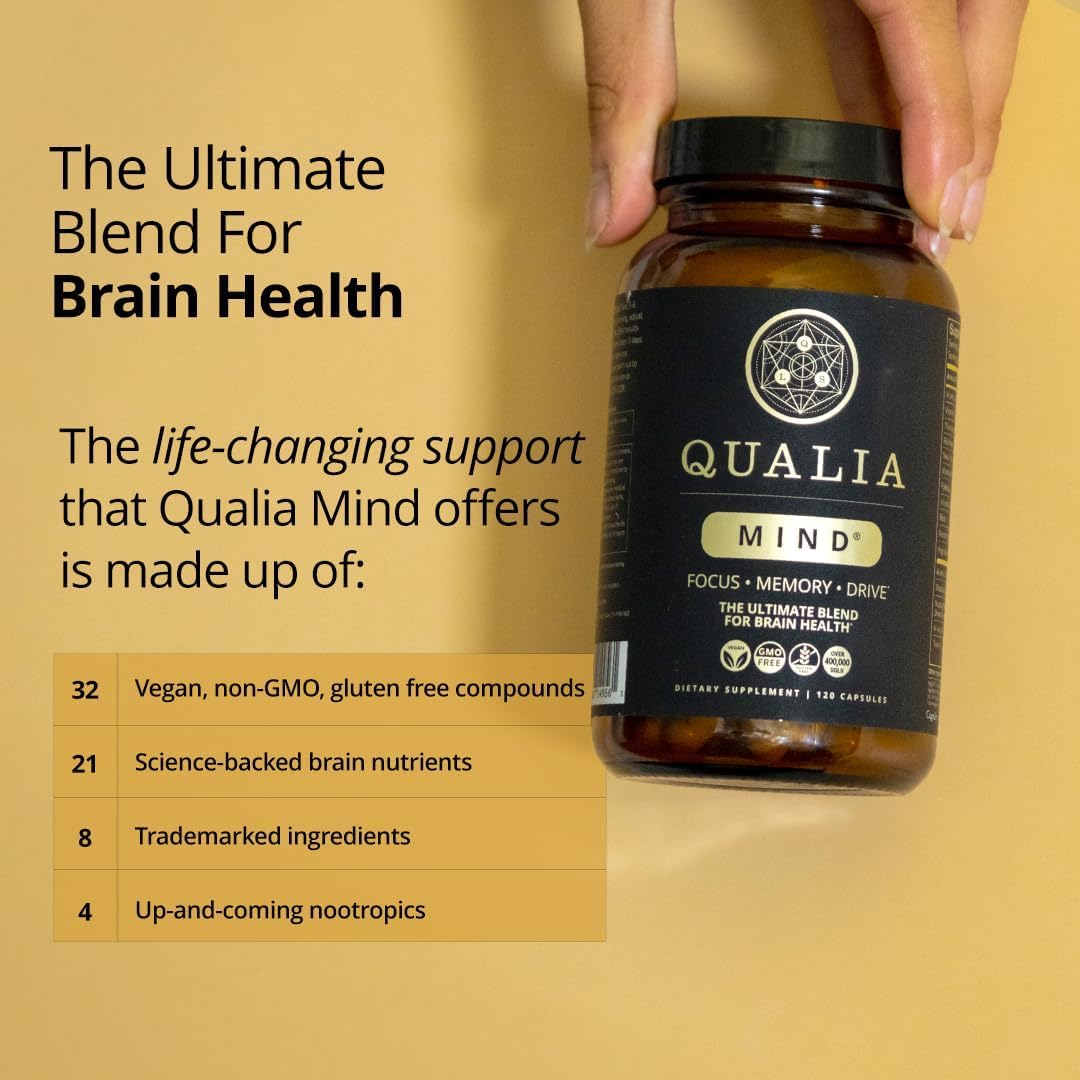 Qualia Mind — Beat Brain Fog | Doctor-Formulated Premium Brain Nourishment | Fuel Focus, Drive & Energy | 32 Ingredients Including Lion’s Mane, Cognizin™️, Ginkgo & More| 2 Week Supply* QUALIA LIFE SCIENCESBuy Supplements Australia