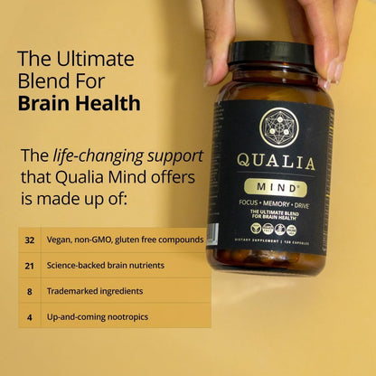 Qualia Mind — Beat Brain Fog | Doctor-Formulated Premium Brain Nourishment | Fuel Focus, Drive & Energy | 32 Ingredients Including Lion’s Mane, Cognizin™️, Ginkgo & More| 2 Week Supply* QUALIA LIFE SCIENCESBuy Supplements Australia