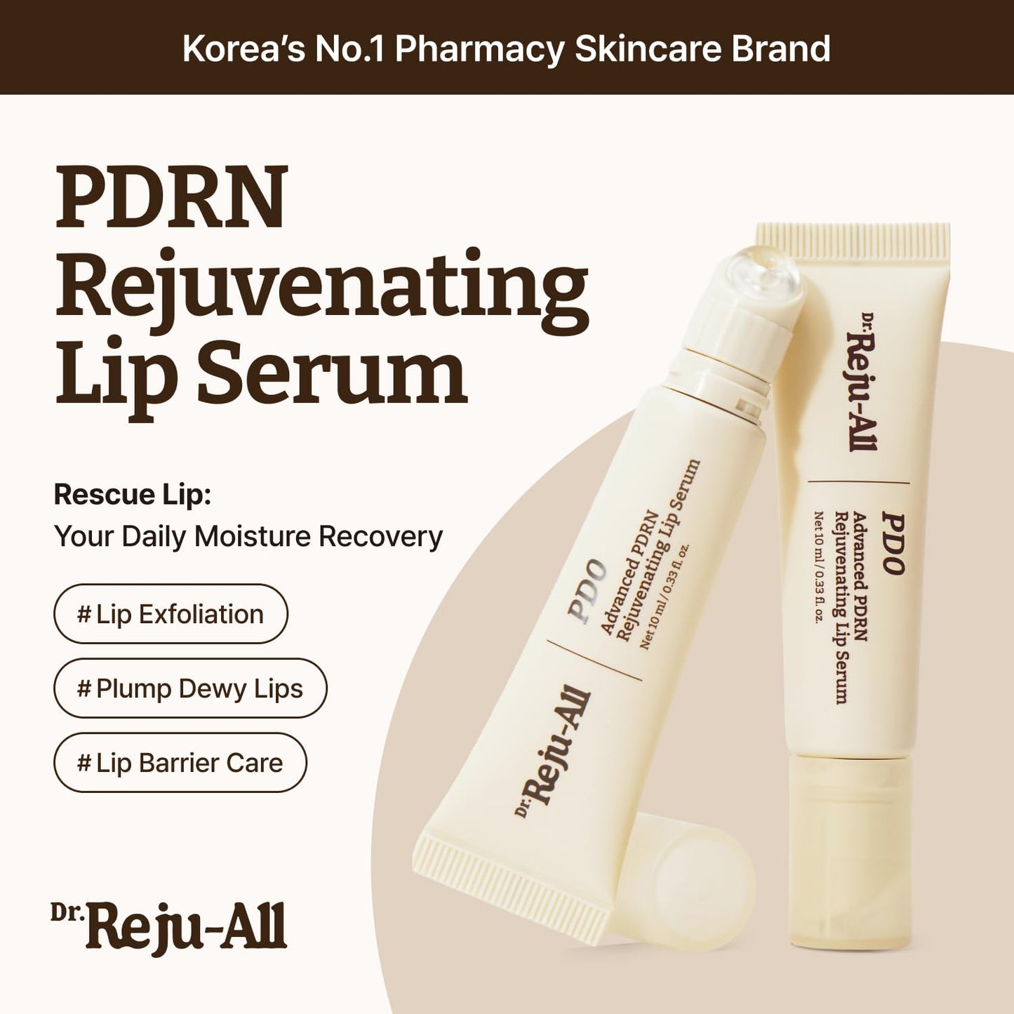 Dr. Reju-All Advanced PDRN Rejuvenating Lip Serum – Hydrating Lip Balm with Lipozip PDRN for Glowy, Dewy Lips
