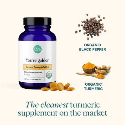 Ora Organic Turmeric Curcumin with Piperine - Pure Extracts for Joint Stress and Cardiovascular Health, Support Healthy Cognitive Function, No Filler Ingredients - 90 Vegan Tablets, 1 Month Supply Ora OrganicBuy Supplements Australia