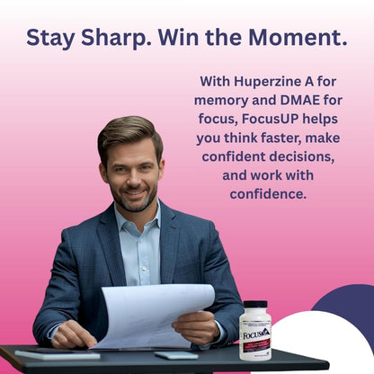 FocusUP Brain & Energy Support Supplement – Natural Nootropic Capsules with Acetyl L-Carnitine, Rhodiola, DMAE & Huperzine-A | Supports Focus, Memory, Mood & Mental Clarity | 45 Sugar-Free Capsules XoomaBuy Supplements Australia
